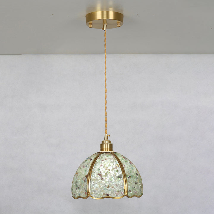 Dôme de Luxe Contemporain en Cristal Cuivre Suspension 1 Lumière Pour Salon 