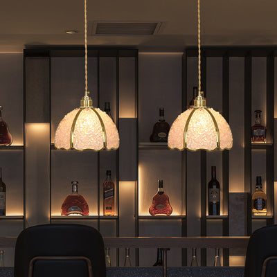 Lámpara colgante de 1 luz de cristal de cúpula de cobre de lujo contemporáneo para sala de estar 