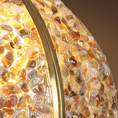 Lámpara colgante de 1 luz de cristal de cúpula de cobre de lujo contemporáneo para sala de estar 