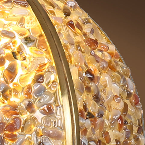 Lámpara colgante de 1 luz de cristal de cúpula de cobre de lujo contemporáneo para sala de estar 