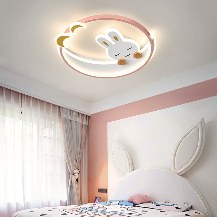 Plafonnier LED en fer et acrylique en forme de lapin pour enfants créatifs contemporains pour chambre à coucher 