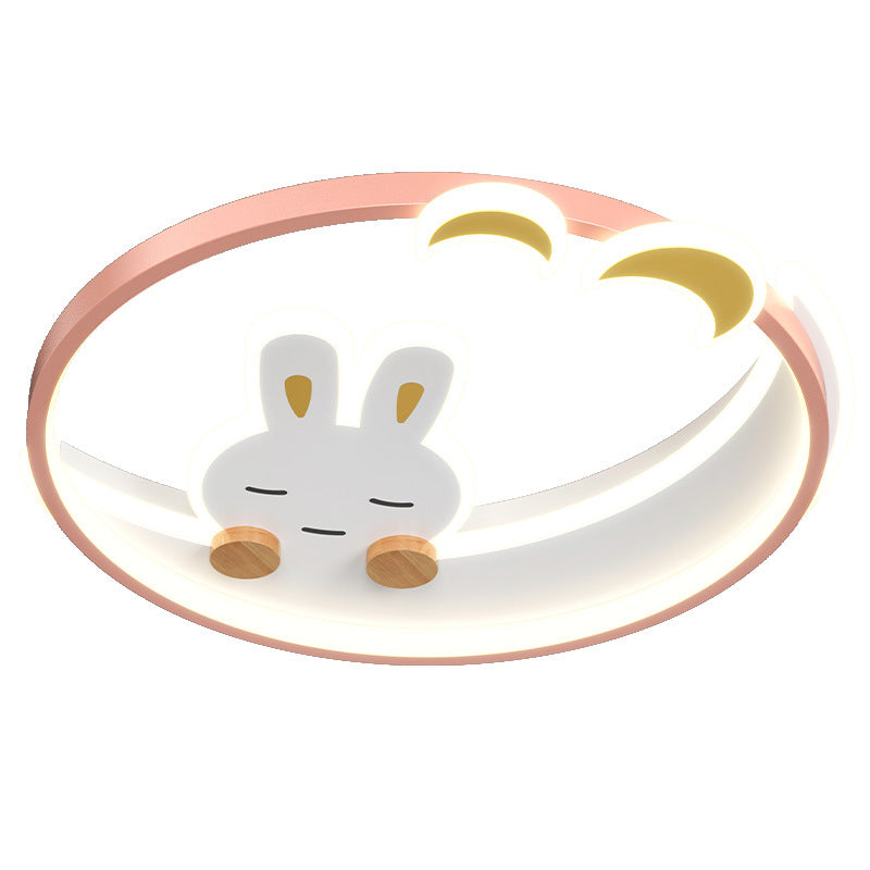Plafonnier LED en fer et acrylique en forme de lapin pour enfants créatifs contemporains pour chambre à coucher 