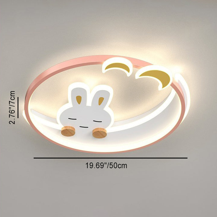Plafonnier LED en fer et acrylique en forme de lapin pour enfants créatifs contemporains pour chambre à coucher 