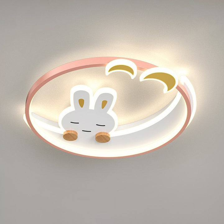 Plafonnier LED en fer et acrylique en forme de lapin pour enfants créatifs contemporains pour chambre à coucher 