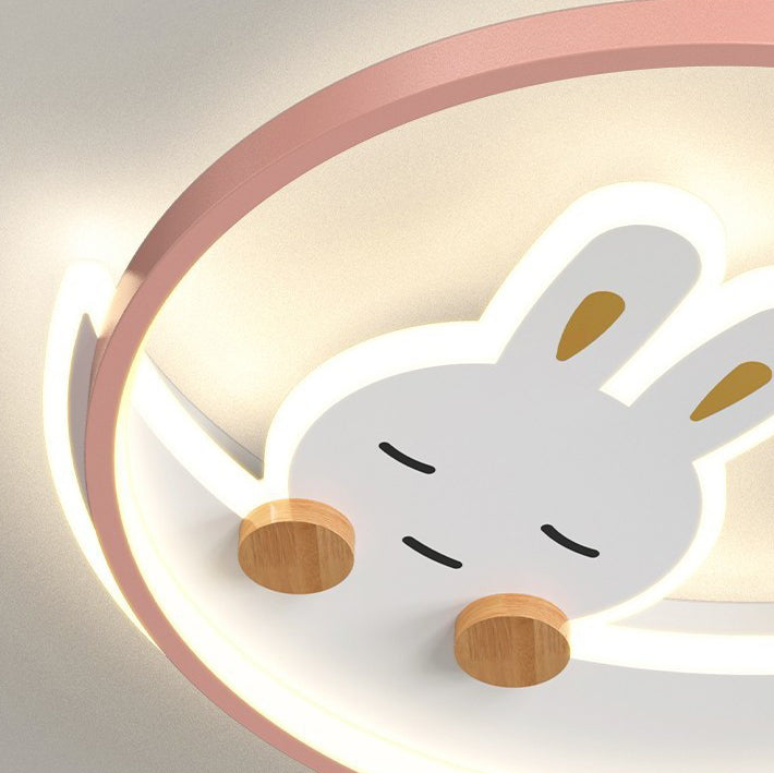 Plafonnier LED en fer et acrylique en forme de lapin pour enfants créatifs contemporains pour chambre à coucher 