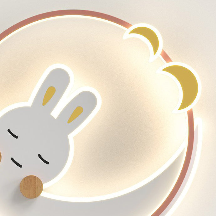 Plafonnier LED en fer et acrylique en forme de lapin pour enfants créatifs contemporains pour chambre à coucher 