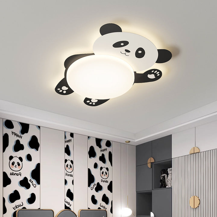 Moderne eklektische Kinder Panda Eisen PVC LED Deckenleuchte für das Schlafzimmer 