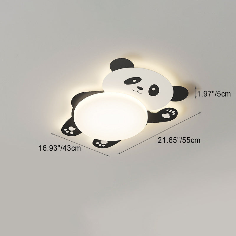 Moderne eklektische Kinder Panda Eisen PVC LED Deckenleuchte für das Schlafzimmer 