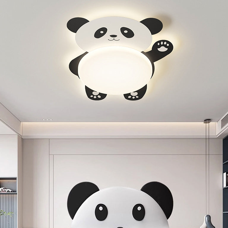 Moderne eklektische Kinder Panda Eisen PVC LED Deckenleuchte für das Schlafzimmer 