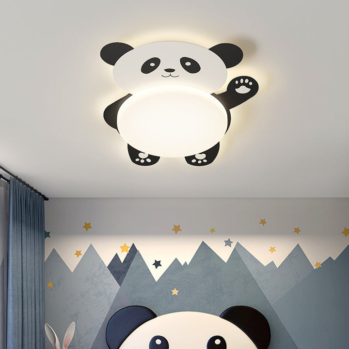 Moderne eklektische Kinder Panda Eisen PVC LED Deckenleuchte für das Schlafzimmer 
