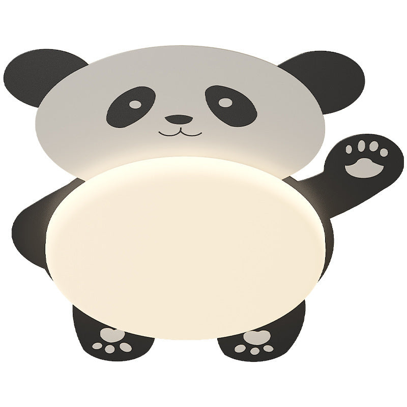 Moderne eklektische Kinder Panda Eisen PVC LED Deckenleuchte für das Schlafzimmer 