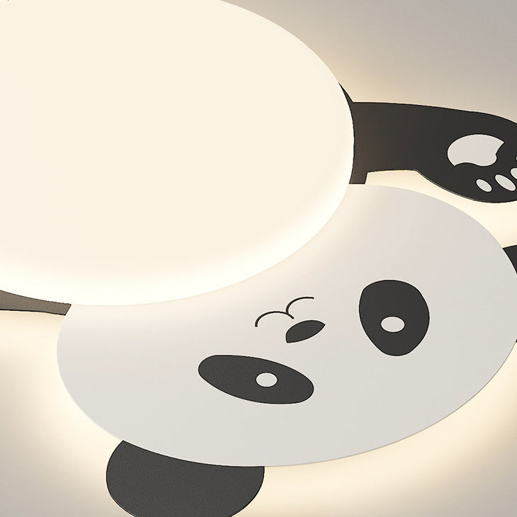 Moderne eklektische Kinder Panda Eisen PVC LED Deckenleuchte für das Schlafzimmer 
