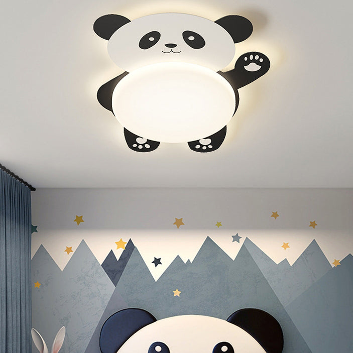 Moderne eklektische Kinder Panda Eisen PVC LED Deckenleuchte für das Schlafzimmer 