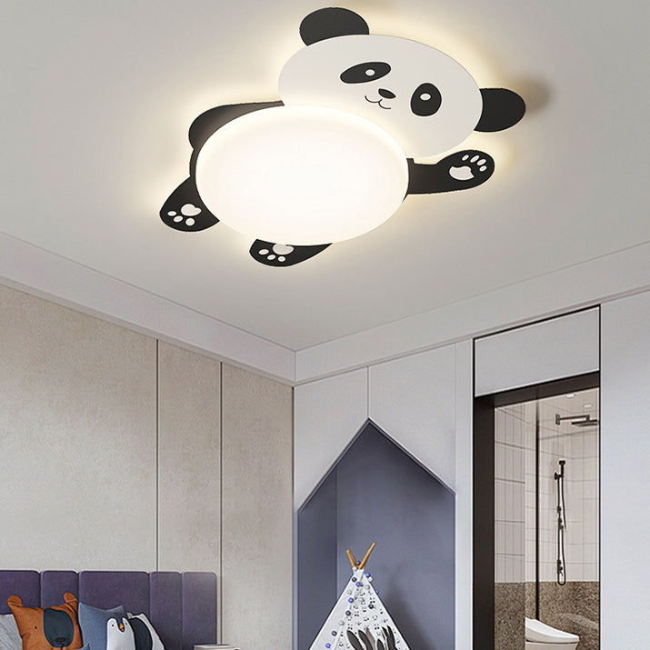 Moderne eklektische Kinder Panda Eisen PVC LED Deckenleuchte für das Schlafzimmer 