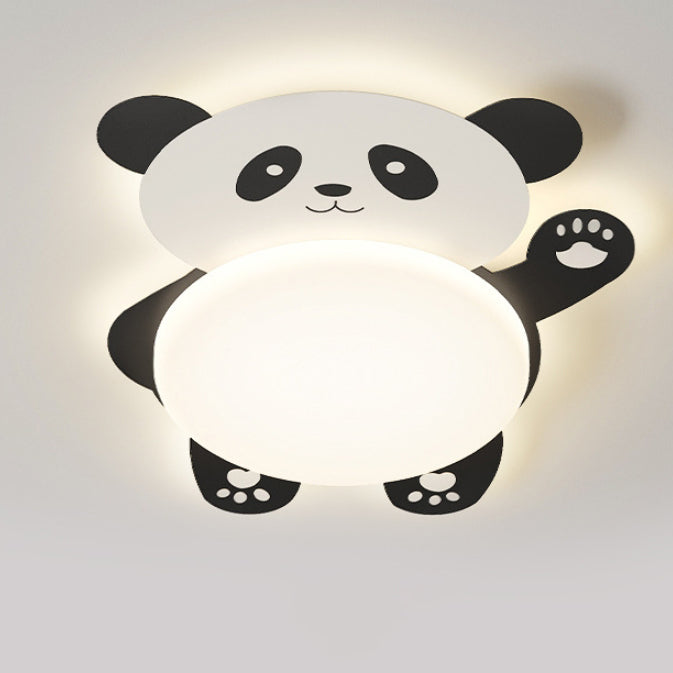 Moderne eklektische Kinder Panda Eisen PVC LED Deckenleuchte für das Schlafzimmer 
