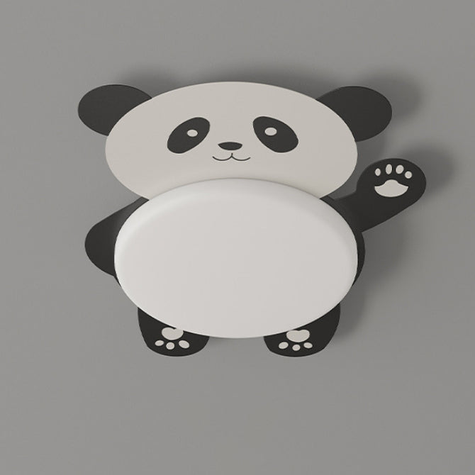 Moderne eklektische Kinder Panda Eisen PVC LED Deckenleuchte für das Schlafzimmer 