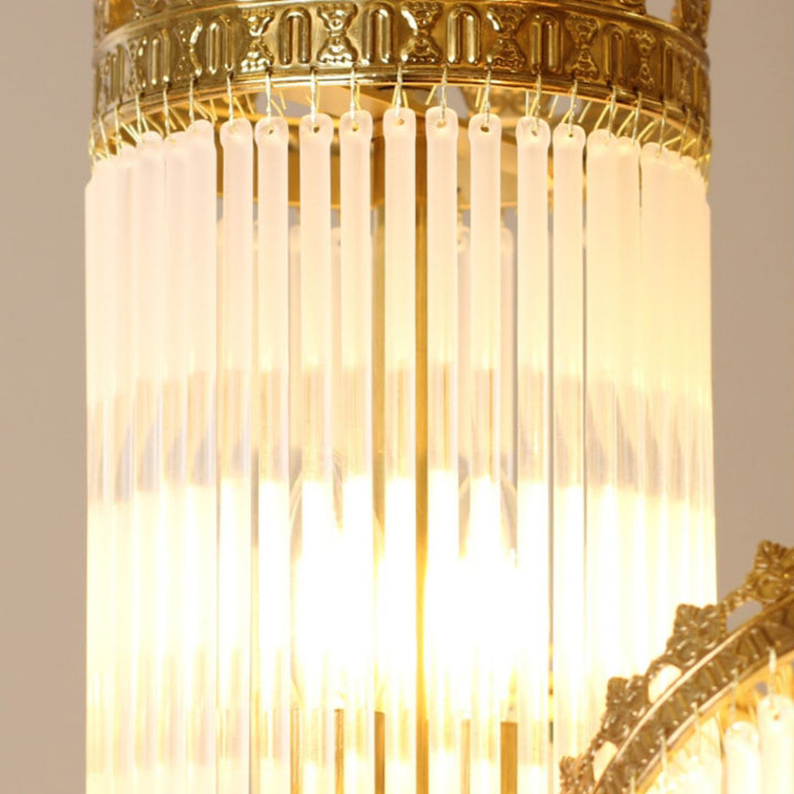 Traditional French Crown Copper Glass 7-Light Chandelier For Living Room