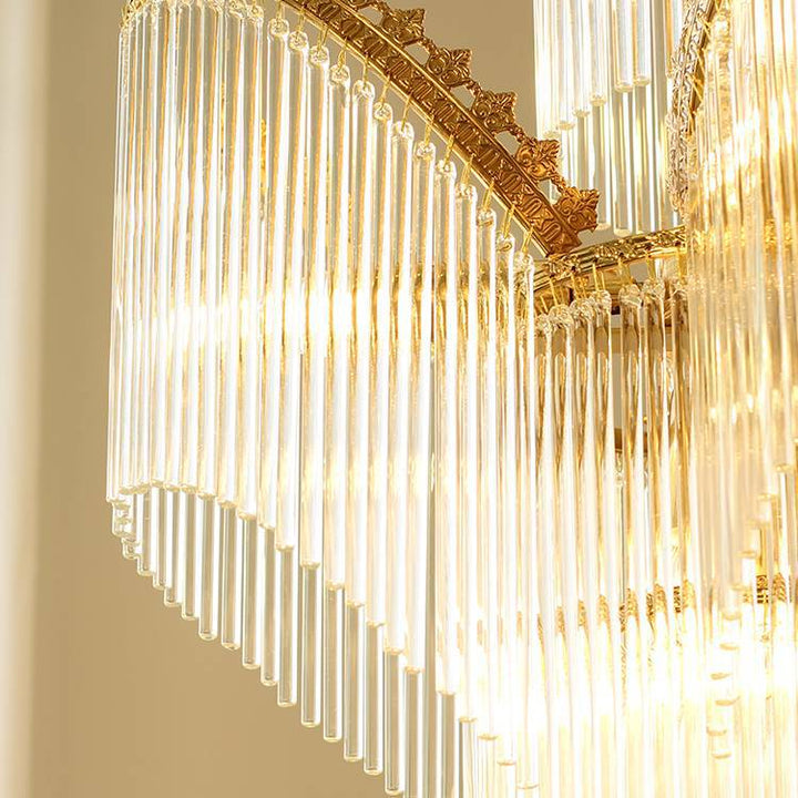 Traditional French Crown Copper Glass 7-Light Chandelier For Living Room