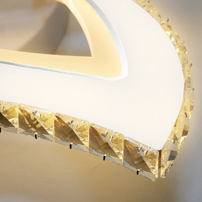 Modern Luxury Flower Iron Crystal Acrylic LED Semi-Flush Mount Ceiling Light For Bedroom