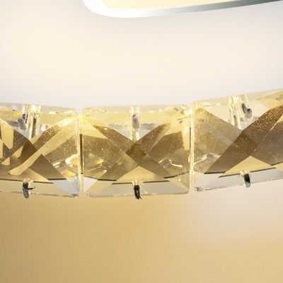 Modern Luxury Flower Iron Crystal Acrylic LED Semi-Flush Mount Ceiling Light For Bedroom