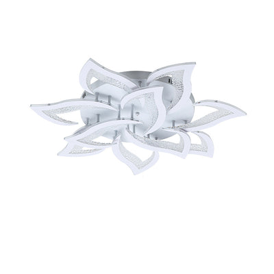 Modern Luxury Flower Iron Crystal Acrylic LED Semi-Flush Mount Ceiling Light For Bedroom