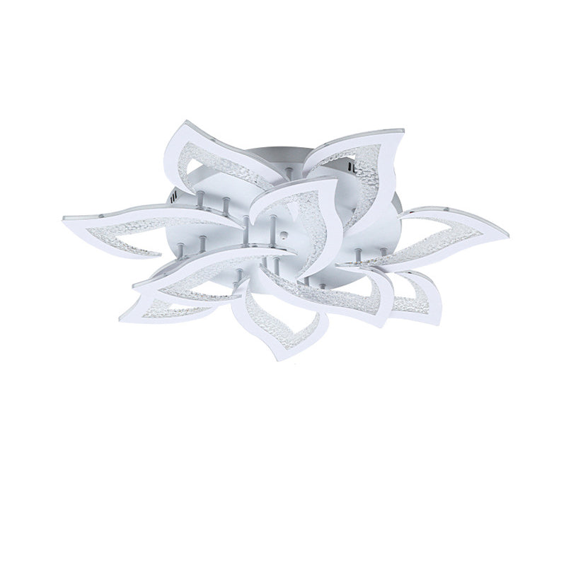 Modern Luxury Flower Iron Crystal Acrylic LED Semi-Flush Mount Ceiling Light For Bedroom