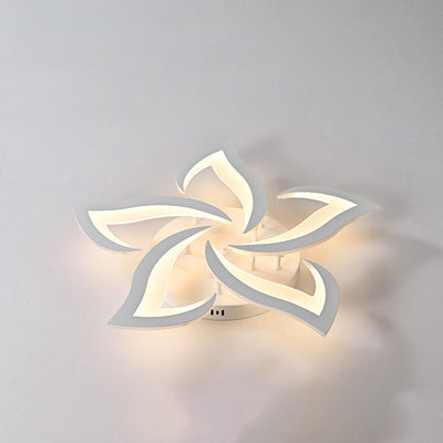 Modern Luxury Flower Iron Crystal Acrylic LED Semi-Flush Mount Ceiling Light For Bedroom