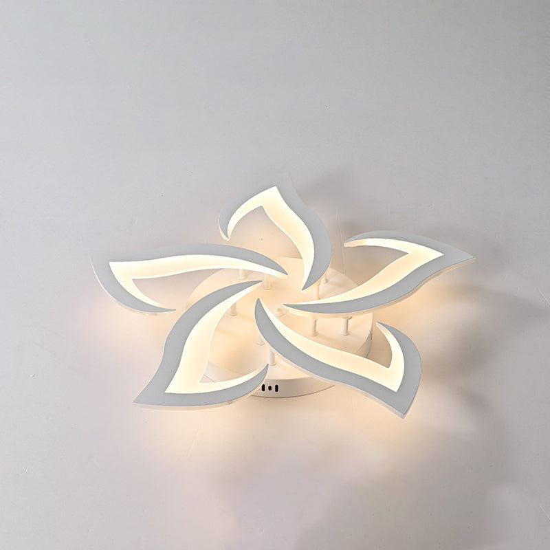 Modern Luxury Flower Iron Crystal Acrylic LED Semi-Flush Mount Ceiling Light For Bedroom