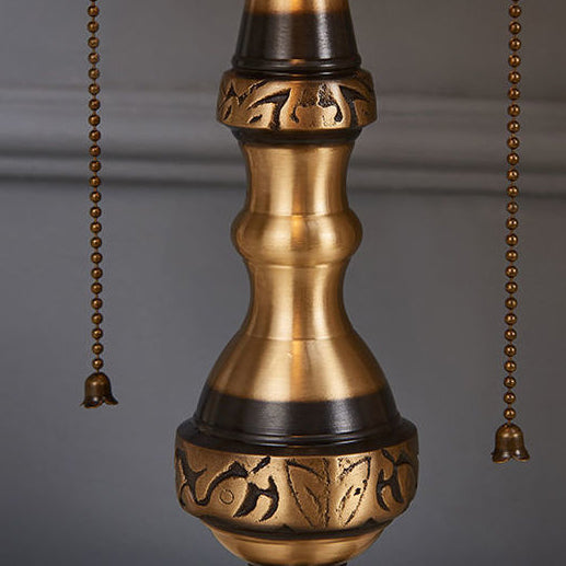 Traditionelle europäische Kuppel-Kupfer-Glas-2-Licht-Tischlampe für das Schlafzimmer 