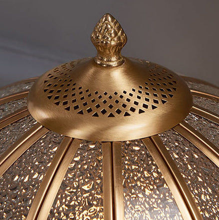 Lámpara de mesa de 2 luces de vidrio y cobre con cúpula europea tradicional para dormitorio 