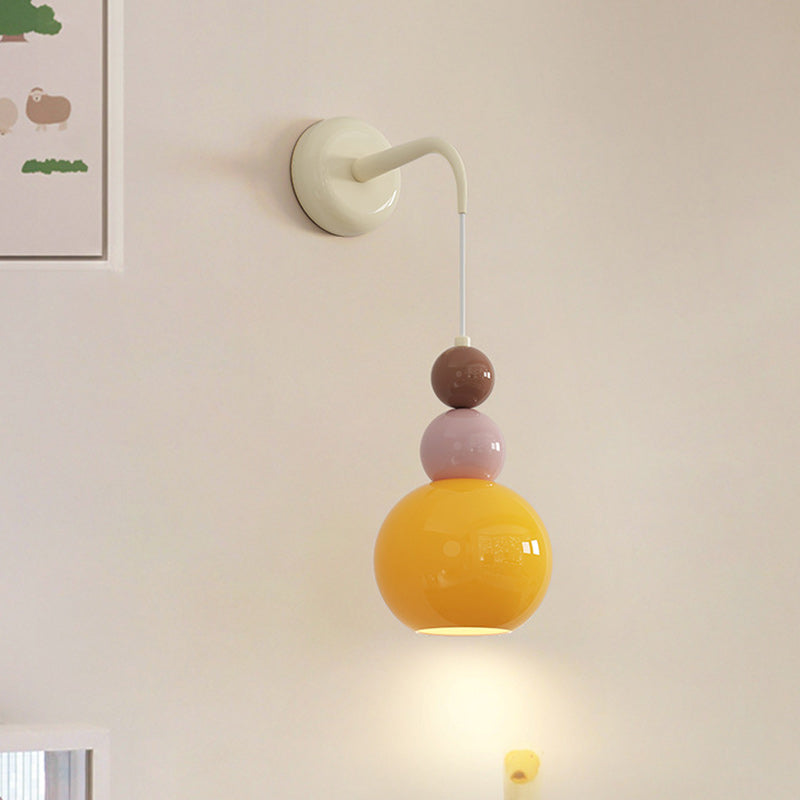 Moderne minimalistische Kugel Metall Glas 1-Licht Wandleuchte für das Schlafzimmer 