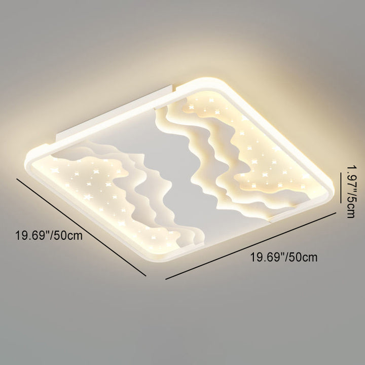 Modern Simplicity Starry Sky Round Iron Aluminum Acrylic LED Flush Mount Ceiling Light For Bedroom