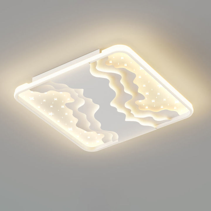 Modern Simplicity Starry Sky Round Iron Aluminum Acrylic LED Flush Mount Ceiling Light For Bedroom