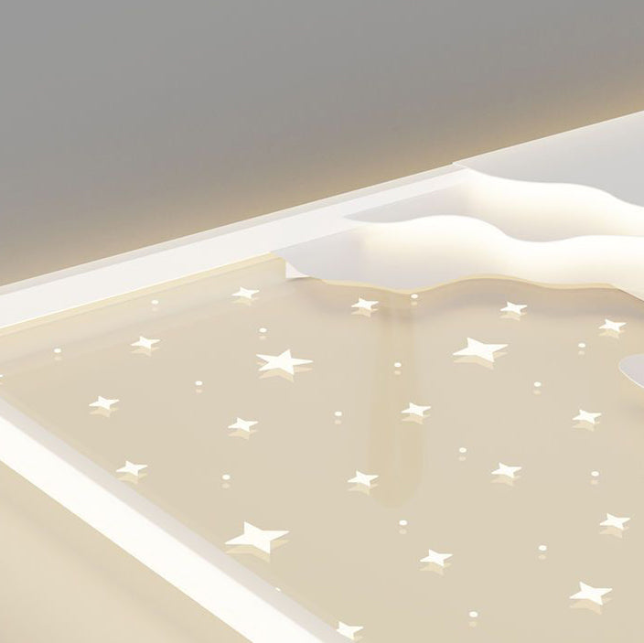 Modern Simplicity Starry Sky Round Iron Aluminum Acrylic LED Flush Mount Ceiling Light For Bedroom