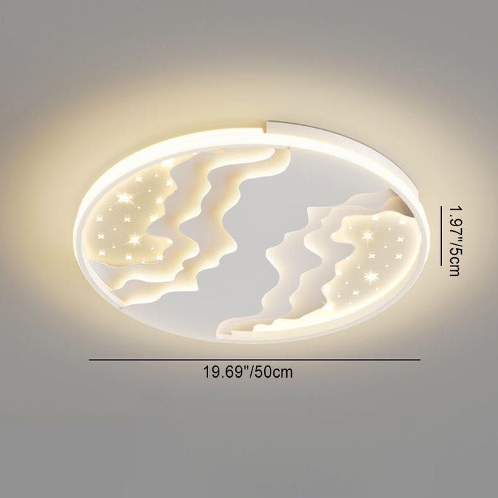 Modern Simplicity Starry Sky Round Iron Aluminum Acrylic LED Flush Mount Ceiling Light For Bedroom