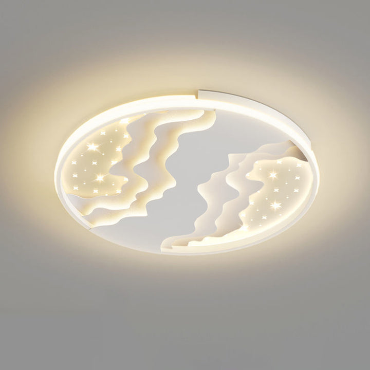 Modern Simplicity Starry Sky Round Iron Aluminum Acrylic LED Flush Mount Ceiling Light For Bedroom