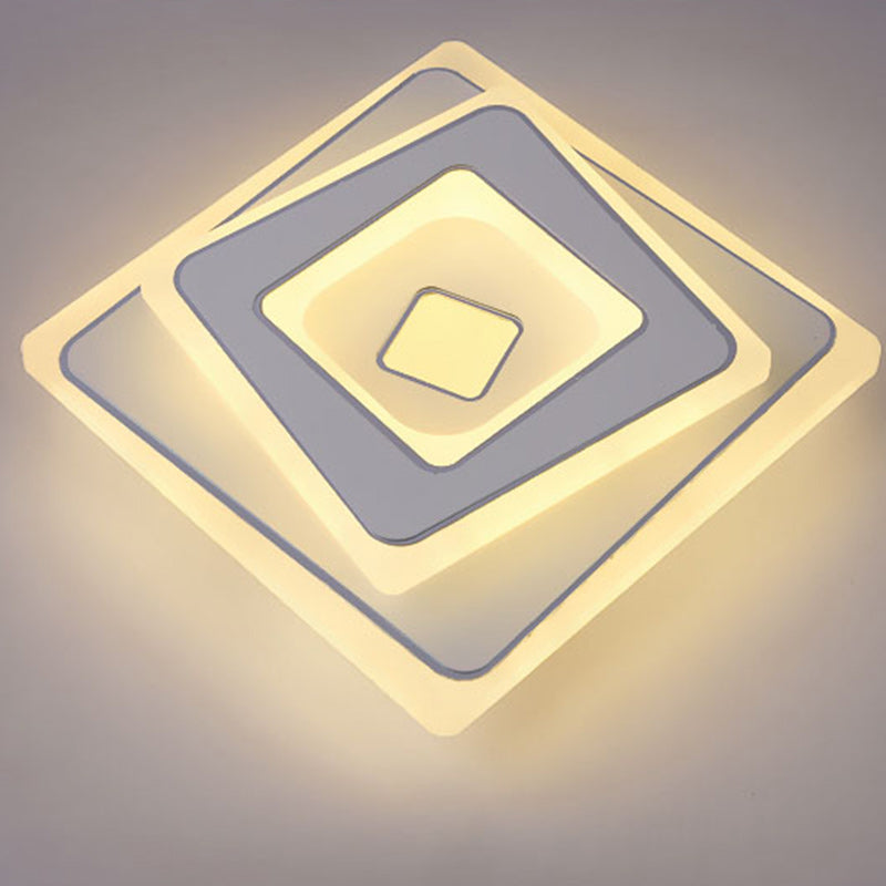 Plafonnier LED carré en fer et acrylique minimaliste moderne pour chambre 