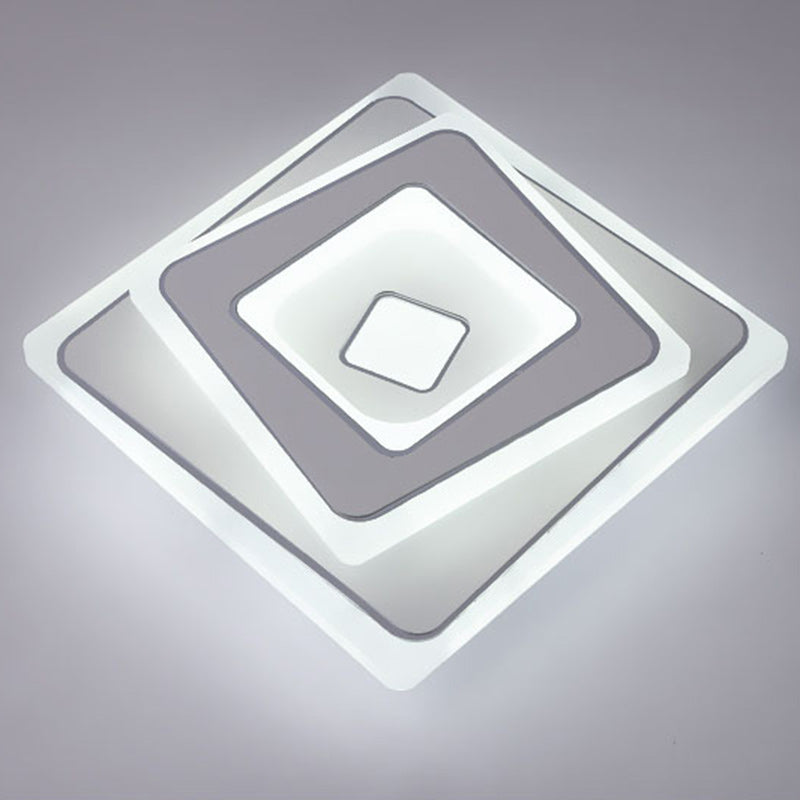 Plafonnier LED carré en fer et acrylique minimaliste moderne pour chambre 