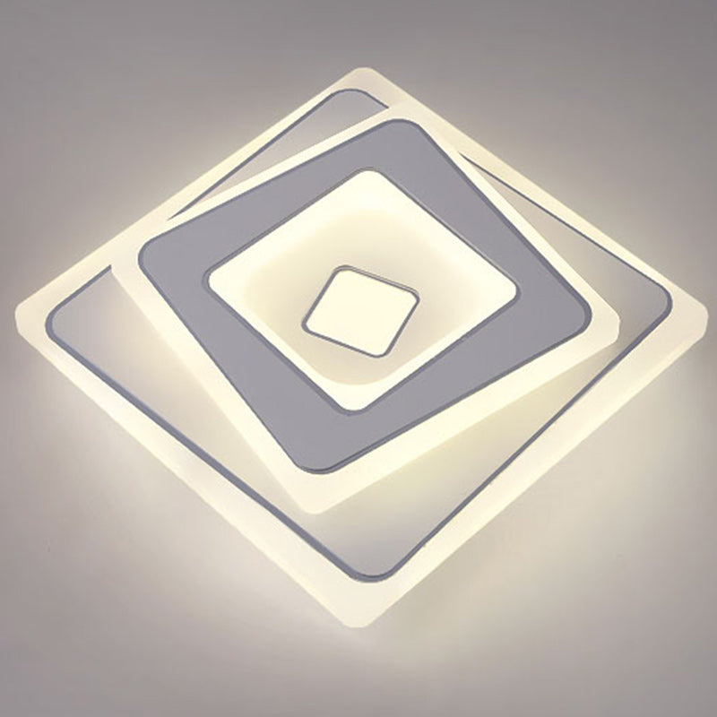 Plafonnier LED carré en fer et acrylique minimaliste moderne pour chambre 