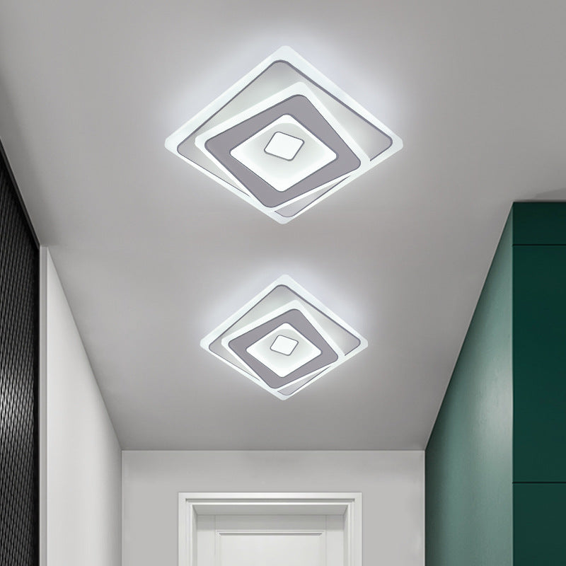 Plafonnier LED carré en fer et acrylique minimaliste moderne pour chambre 