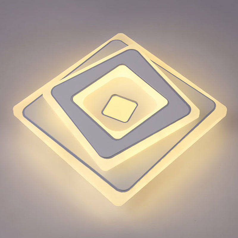 Plafonnier LED carré en fer et acrylique minimaliste moderne pour chambre 