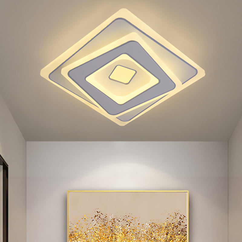 Plafonnier LED carré en fer et acrylique minimaliste moderne pour chambre 