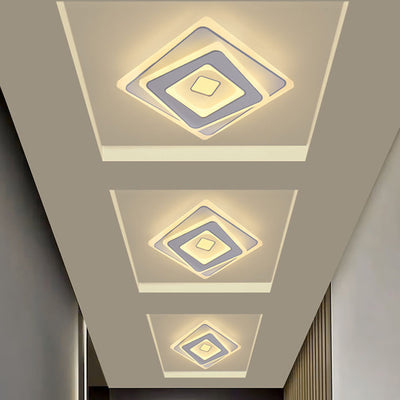 Plafonnier LED carré en fer et acrylique minimaliste moderne pour chambre 