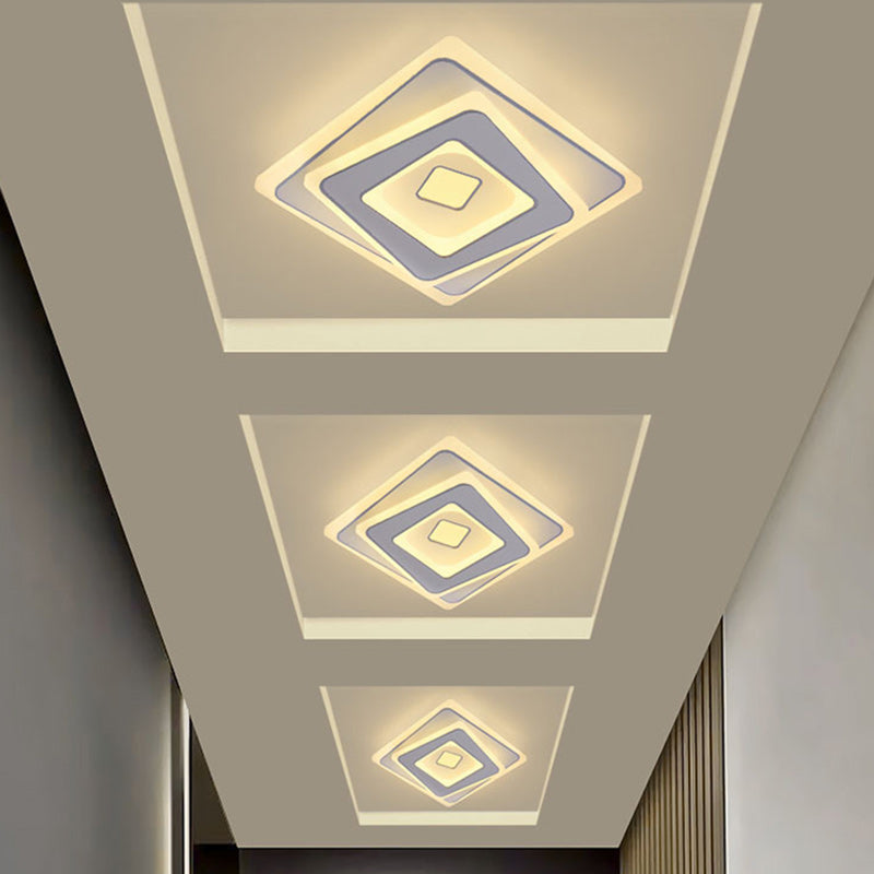 Plafonnier LED carré en fer et acrylique minimaliste moderne pour chambre 