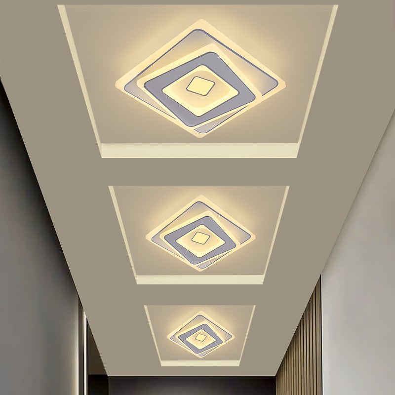 Plafonnier LED carré en fer et acrylique minimaliste moderne pour chambre 