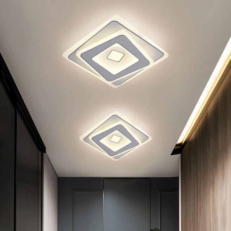 Plafonnier LED carré en fer et acrylique minimaliste moderne pour chambre 