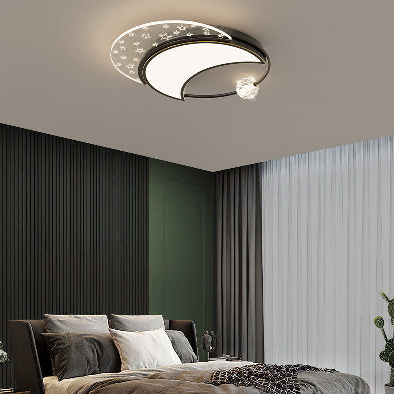 Moderne eklektische quadratische Deckenleuchte aus Kupfer, Acryl und Kristall mit LED für das Schlafzimmer 