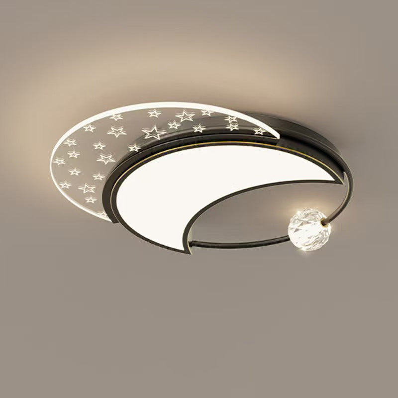 Moderne eklektische quadratische Deckenleuchte aus Kupfer, Acryl und Kristall mit LED für das Schlafzimmer 