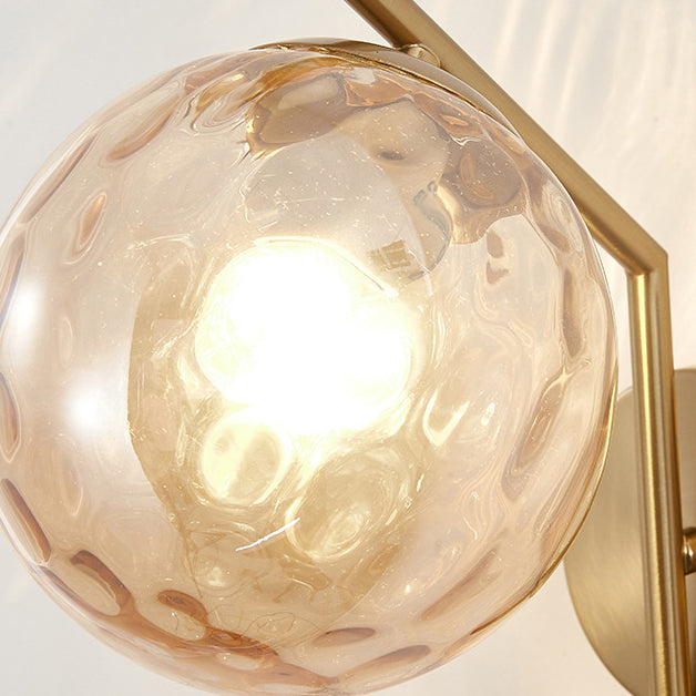 Lámpara Aplique de Pared de Hierro y Vidrio Esférico Tradicional Europeo de 1 Luz para Dormitorio 