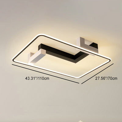 Lumière de plafond semi-encastrée LED contemporaine rectangulaire créative en acrylique, fer et aluminium pour le salon 